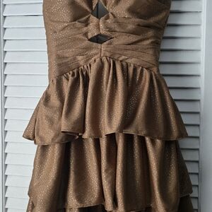 Elegant Brown Ruffled Dress